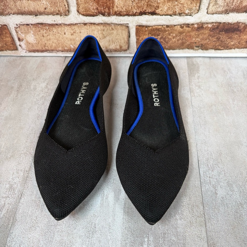 Rothy's - The Point - Black Knit Pointed Toe Flats Size W9.5